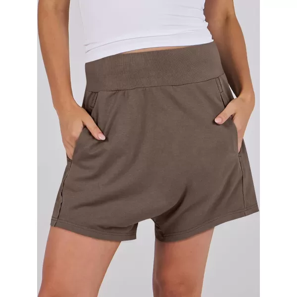 imageANRABESS Womens Casual Loose Summer High Waisted Shorts Gym Yoga Harem Comfy Short with Pockets Fashion Clothes 2024Coffee
