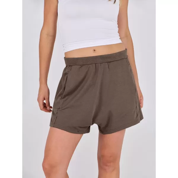 imageANRABESS Womens Casual Loose Summer High Waisted Shorts Gym Yoga Harem Comfy Short with Pockets Fashion Clothes 2024Coffee