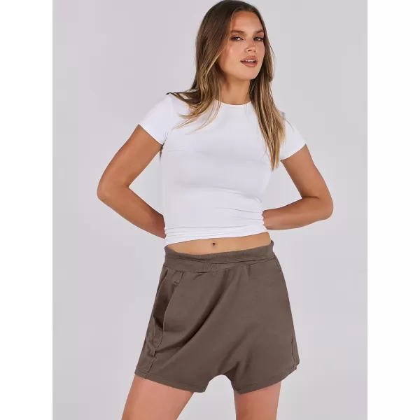 imageANRABESS Womens Casual Loose Summer High Waisted Shorts Gym Yoga Harem Comfy Short with Pockets Fashion Clothes 2024Coffee
