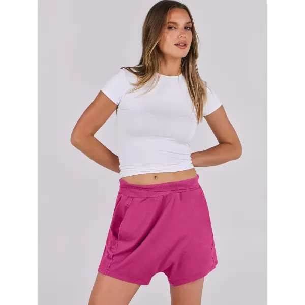imageANRABESS Womens Casual Loose Summer High Waisted Shorts Gym Yoga Harem Comfy Short with Pockets Fashion Clothes 2024Hot Pink