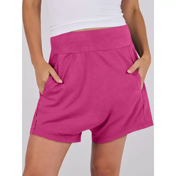 imageANRABESS Womens Casual Loose Summer High Waisted Shorts Gym Yoga Harem Comfy Short with Pockets Fashion Clothes 2024Hot Pink