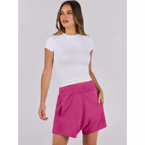 imageANRABESS Womens Casual Loose Summer High Waisted Shorts Gym Yoga Harem Comfy Short with Pockets Fashion Clothes 2024Hot Pink