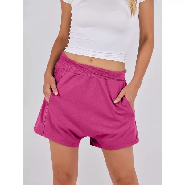 imageANRABESS Womens Casual Loose Summer High Waisted Shorts Gym Yoga Harem Comfy Short with Pockets Fashion Clothes 2024Hot Pink