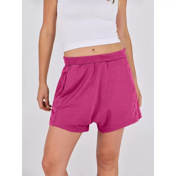 imageANRABESS Womens Casual Loose Summer High Waisted Shorts Gym Yoga Harem Comfy Short with Pockets Fashion Clothes 2024Hot Pink