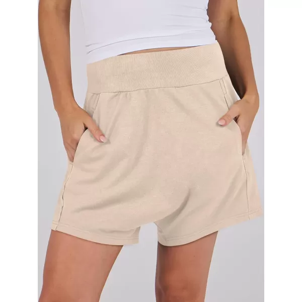 imageANRABESS Womens Casual Loose Summer High Waisted Shorts Gym Yoga Harem Comfy Short with Pockets Fashion Clothes 2024Khaki