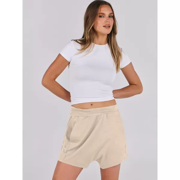 imageANRABESS Womens Casual Loose Summer High Waisted Shorts Gym Yoga Harem Comfy Short with Pockets Fashion Clothes 2024Khaki