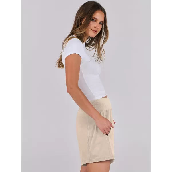 imageANRABESS Womens Casual Loose Summer High Waisted Shorts Gym Yoga Harem Comfy Short with Pockets Fashion Clothes 2024Khaki