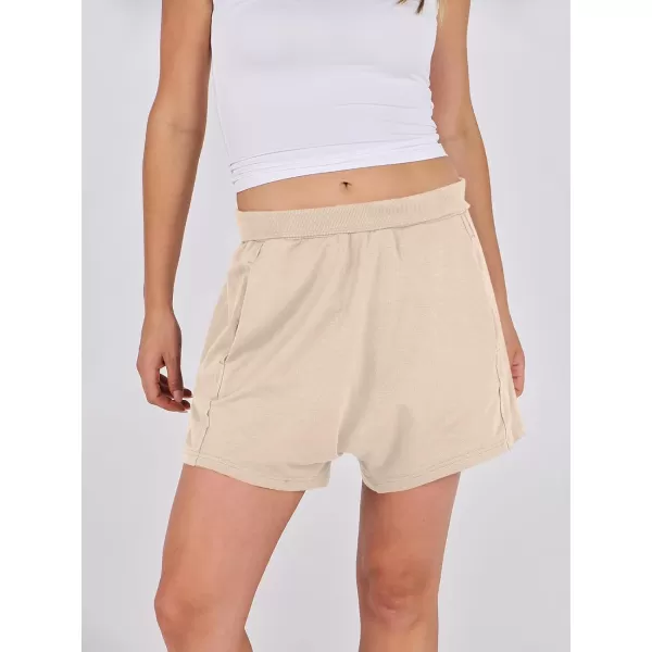 imageANRABESS Womens Casual Loose Summer High Waisted Shorts Gym Yoga Harem Comfy Short with Pockets Fashion Clothes 2024Khaki