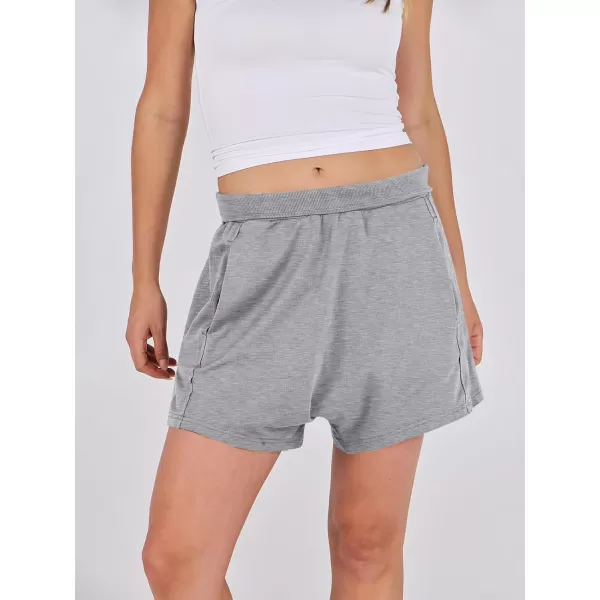 imageANRABESS Womens Casual Loose Summer High Waisted Shorts Gym Yoga Harem Comfy Short with Pockets Fashion Clothes 2024Light Grey