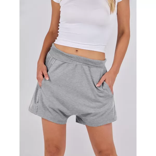 imageANRABESS Womens Casual Loose Summer High Waisted Shorts Gym Yoga Harem Comfy Short with Pockets Fashion Clothes 2024Light Grey