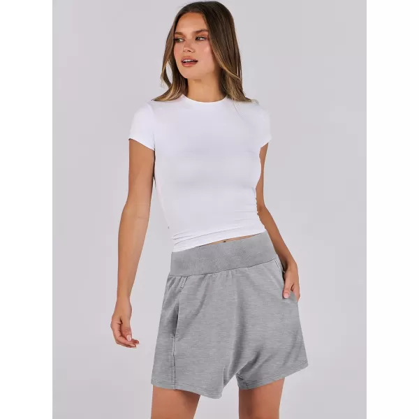 imageANRABESS Womens Casual Loose Summer High Waisted Shorts Gym Yoga Harem Comfy Short with Pockets Fashion Clothes 2024Light Grey