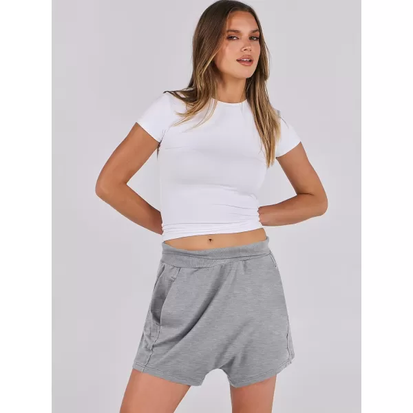 imageANRABESS Womens Casual Loose Summer High Waisted Shorts Gym Yoga Harem Comfy Short with Pockets Fashion Clothes 2024Light Grey