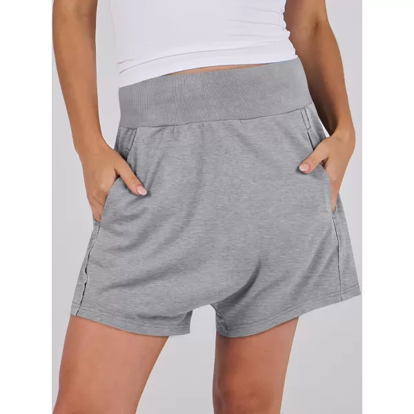imageANRABESS Womens Casual Loose Summer High Waisted Shorts Gym Yoga Harem Comfy Short with Pockets Fashion Clothes 2024Light Grey
