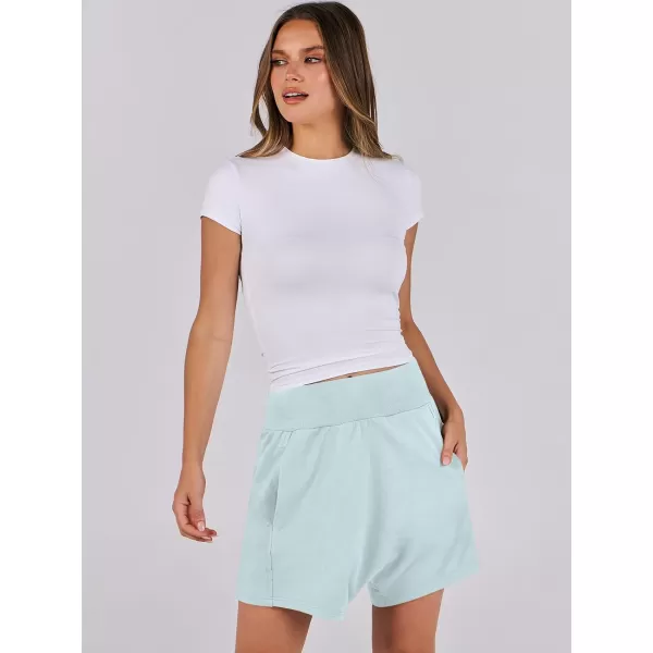 imageANRABESS Womens Casual Loose Summer High Waisted Shorts Gym Yoga Harem Comfy Short with Pockets Fashion Clothes 2024Mint Green
