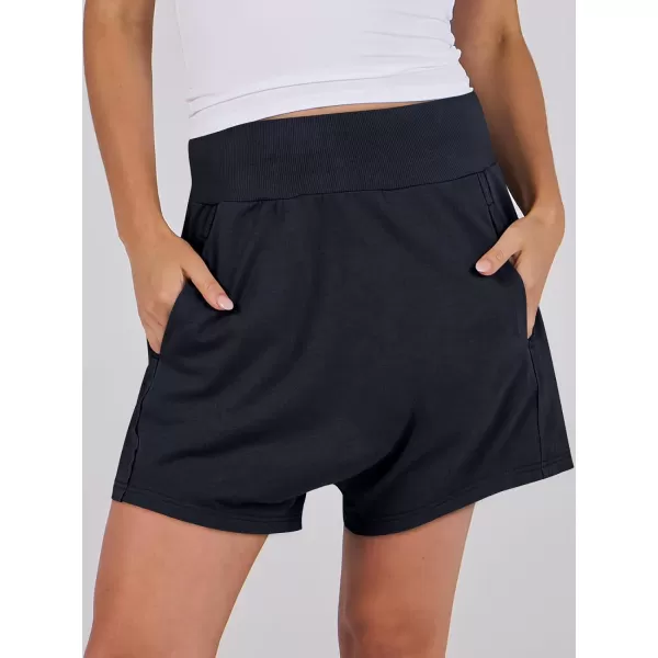 imageANRABESS Womens Casual Loose Summer High Waisted Shorts Gym Yoga Harem Comfy Short with Pockets Fashion Clothes 2024Navy Blue