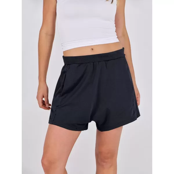imageANRABESS Womens Casual Loose Summer High Waisted Shorts Gym Yoga Harem Comfy Short with Pockets Fashion Clothes 2024Navy Blue