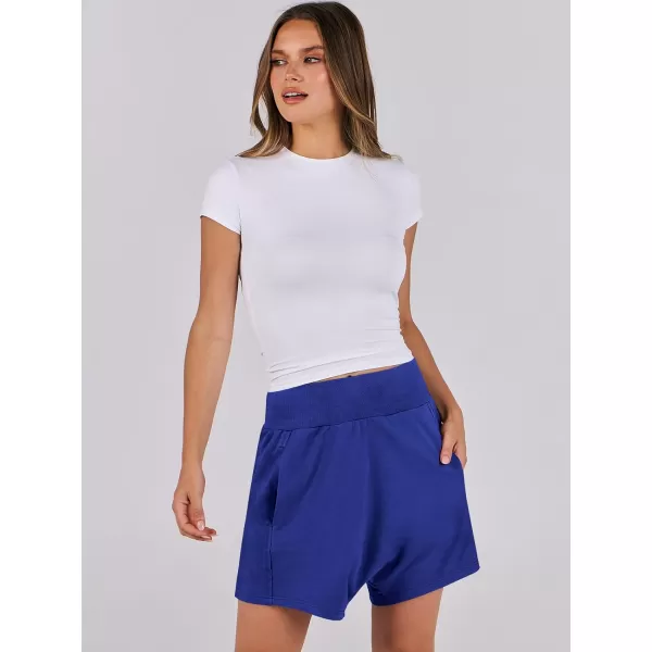 imageANRABESS Womens Casual Loose Summer High Waisted Shorts Gym Yoga Harem Comfy Short with Pockets Fashion Clothes 2024Royal Blue