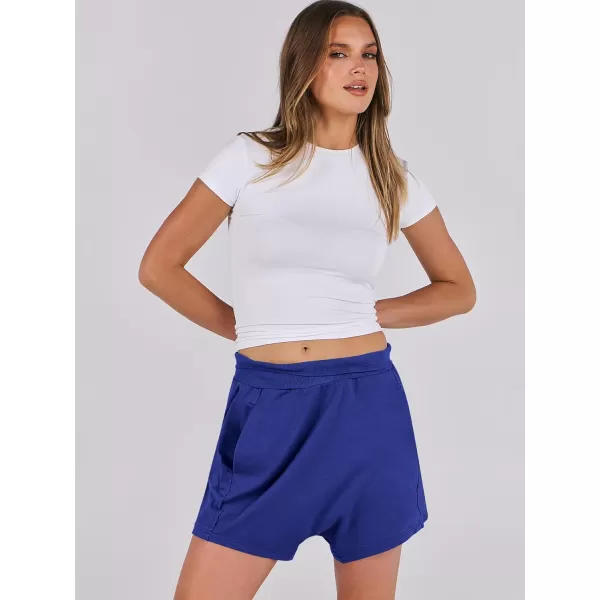imageANRABESS Womens Casual Loose Summer High Waisted Shorts Gym Yoga Harem Comfy Short with Pockets Fashion Clothes 2024Royal Blue