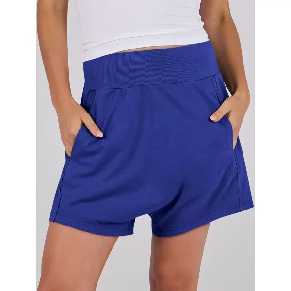 imageANRABESS Womens Casual Loose Summer High Waisted Shorts Gym Yoga Harem Comfy Short with Pockets Fashion Clothes 2024Royal Blue