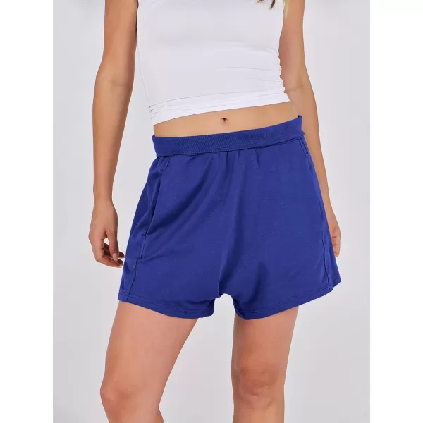 imageANRABESS Womens Casual Loose Summer High Waisted Shorts Gym Yoga Harem Comfy Short with Pockets Fashion Clothes 2024Royal Blue