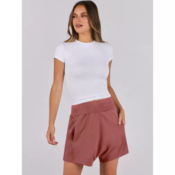 imageANRABESS Womens Casual Loose Summer High Waisted Shorts Gym Yoga Harem Comfy Short with Pockets Fashion Clothes 2024Rust