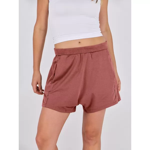 imageANRABESS Womens Casual Loose Summer High Waisted Shorts Gym Yoga Harem Comfy Short with Pockets Fashion Clothes 2024Rust