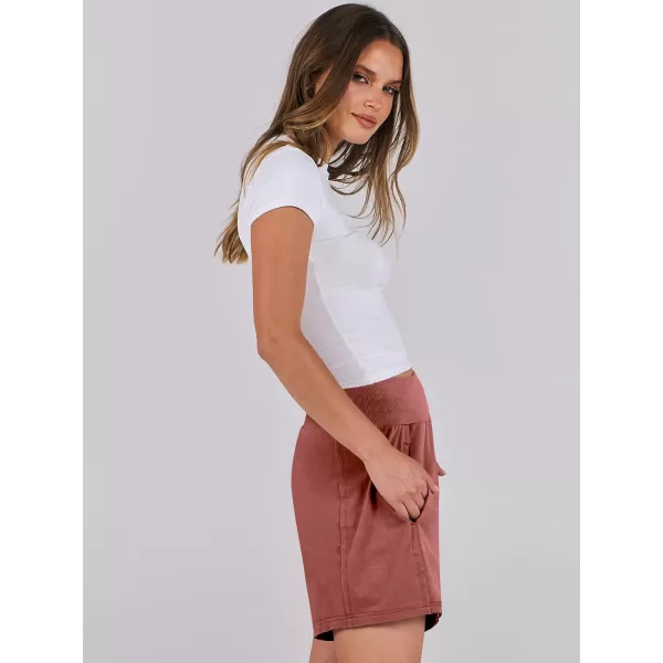 imageANRABESS Womens Casual Loose Summer High Waisted Shorts Gym Yoga Harem Comfy Short with Pockets Fashion Clothes 2024Rust