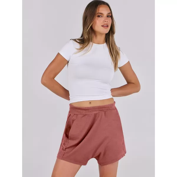 imageANRABESS Womens Casual Loose Summer High Waisted Shorts Gym Yoga Harem Comfy Short with Pockets Fashion Clothes 2024Rust