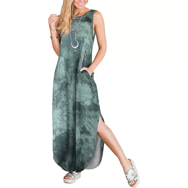 imageANRABESS Womens Casual Loose Sundress Long Dress Sleeveless Split Maxi Dresses Summer Beach Dress with Pockets01 Tie Dye Tea Green