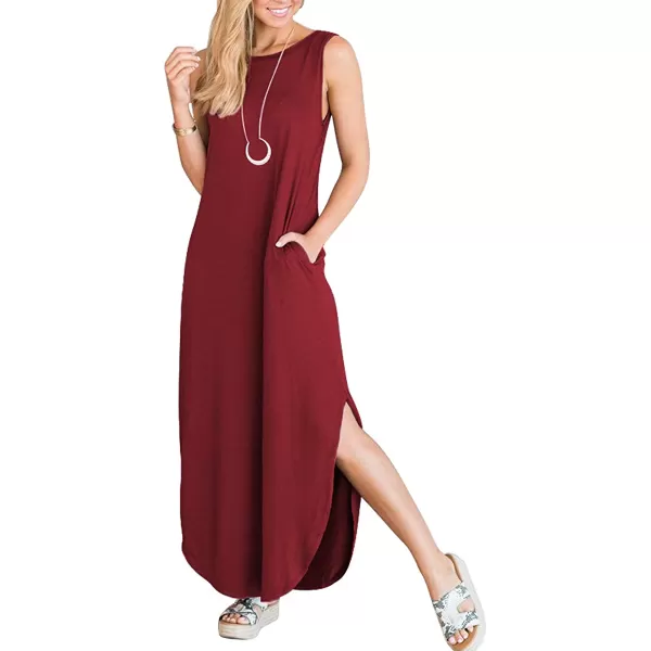 imageANRABESS Womens Casual Loose Sundress Long Dress Sleeveless Split Maxi Dresses Summer Beach Dress with Pockets02 Winered