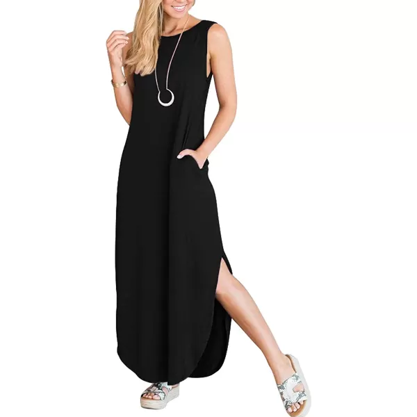 imageANRABESS Womens Casual Loose Sundress Long Dress Sleeveless Split Maxi Dresses Summer Beach Dress with PocketsBlack
