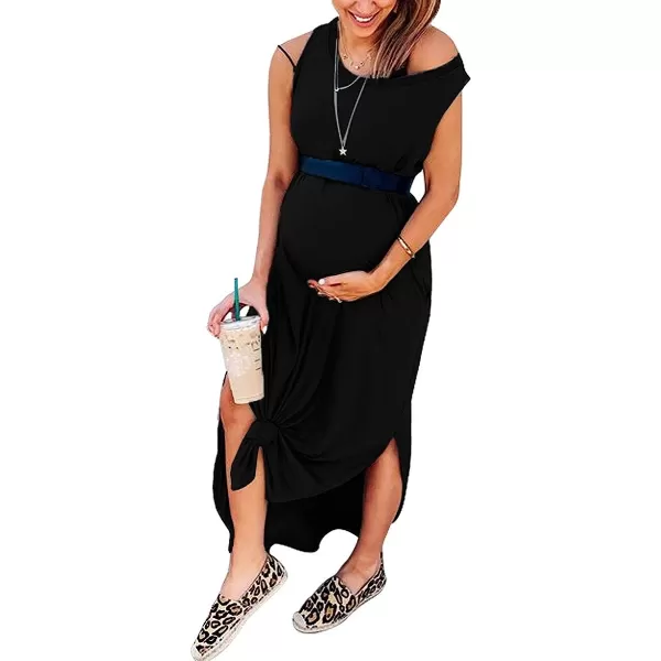 imageANRABESS Womens Casual Loose Sundress Long Dress Sleeveless Split Maxi Dresses Summer Beach Dress with PocketsBlack