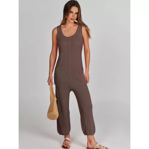 imageANRABESS Womens Casual Sleeveless Knit Sweater Jumpsuits Rompers Summer One Piece Lounge OutfitsCoffee