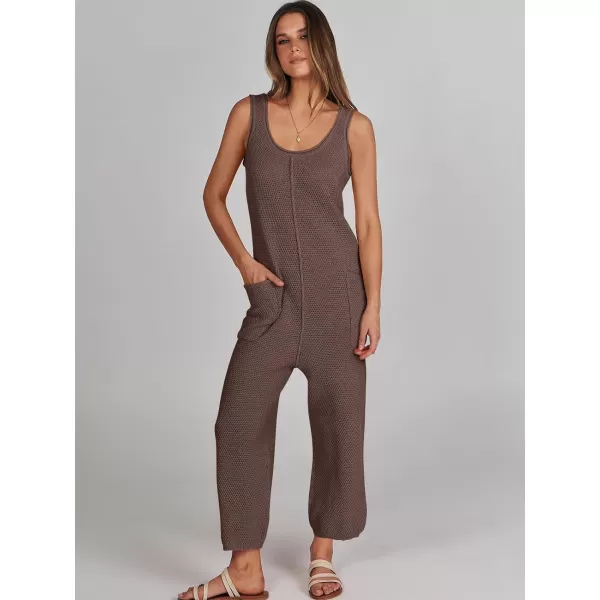 imageANRABESS Womens Casual Sleeveless Knit Sweater Jumpsuits Rompers Summer One Piece Lounge OutfitsCoffee