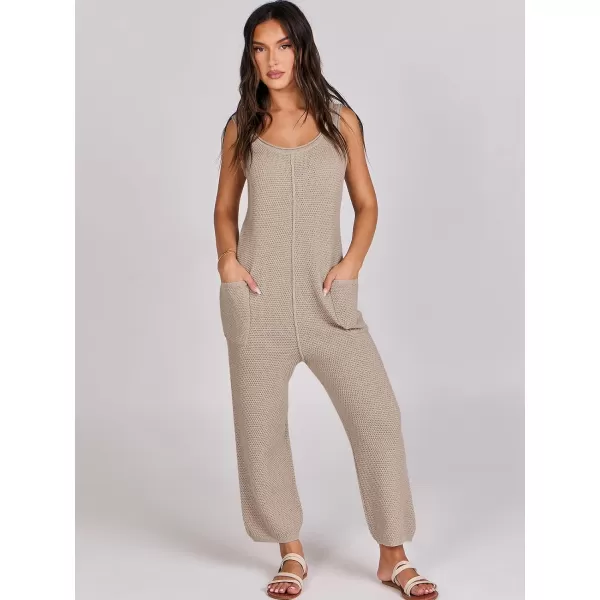 imageANRABESS Womens Casual Sleeveless Knit Sweater Jumpsuits Rompers Summer One Piece Lounge OutfitsKhaki
