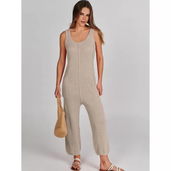imageANRABESS Womens Casual Sleeveless Knit Sweater Jumpsuits Rompers Summer One Piece Lounge OutfitsKhaki