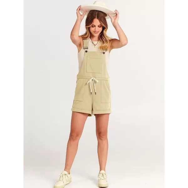 imageANRABESS Womens Casual Straps Short Bib Overalls Basic Sleeveless Drawstring Romper JumpsuitsApricot