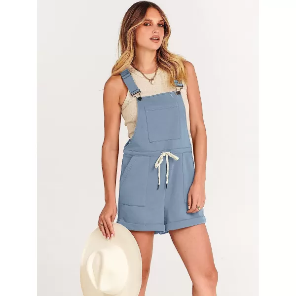 imageANRABESS Womens Casual Straps Short Bib Overalls Basic Sleeveless Drawstring Romper JumpsuitsBlue