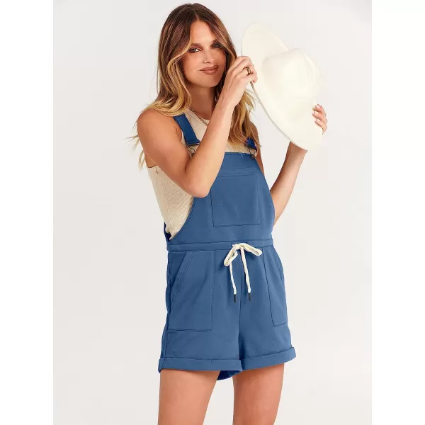 imageANRABESS Womens Casual Straps Short Bib Overalls Basic Sleeveless Drawstring Romper JumpsuitsDeep Blue