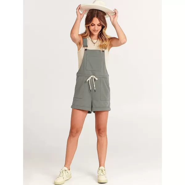 imageANRABESS Womens Casual Straps Short Bib Overalls Basic Sleeveless Drawstring Romper JumpsuitsGray