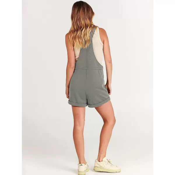 imageANRABESS Womens Casual Straps Short Bib Overalls Basic Sleeveless Drawstring Romper JumpsuitsGray