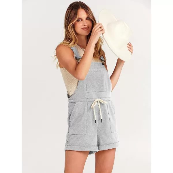 imageANRABESS Womens Casual Straps Short Bib Overalls Basic Sleeveless Drawstring Romper JumpsuitsLight Gray