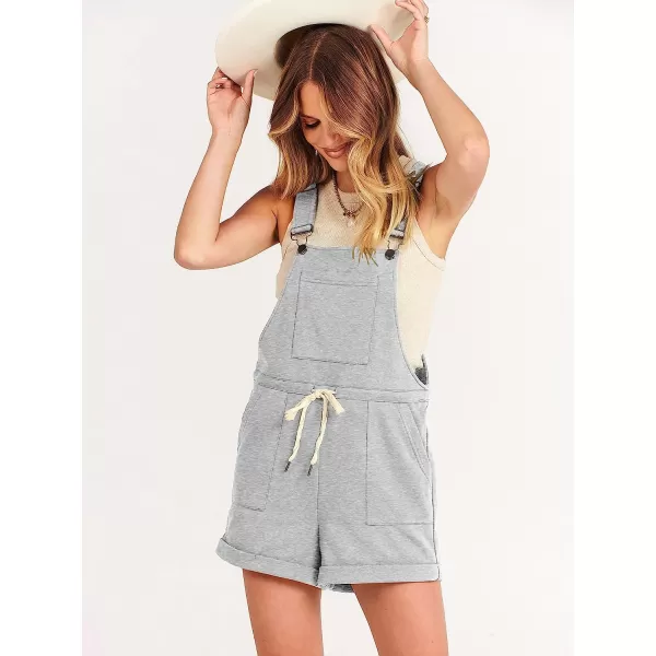 imageANRABESS Womens Casual Straps Short Bib Overalls Basic Sleeveless Drawstring Romper JumpsuitsLight Gray