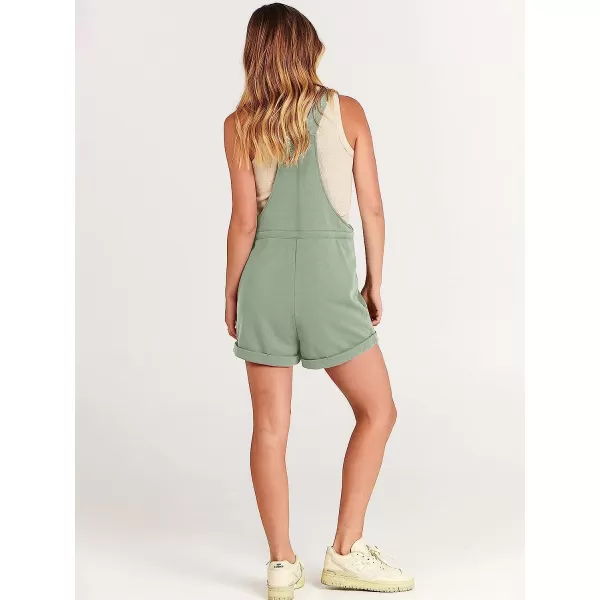 imageANRABESS Womens Casual Straps Short Bib Overalls Basic Sleeveless Drawstring Romper JumpsuitsPea Green
