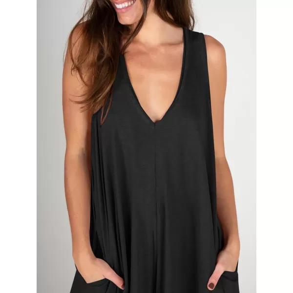imageANRABESS Womens Casual Summer Loose Jumpsuits Sleeveless Tank V Neck Wide Leg Long Pant Rompers Baggy Jumper with PocketsBlack