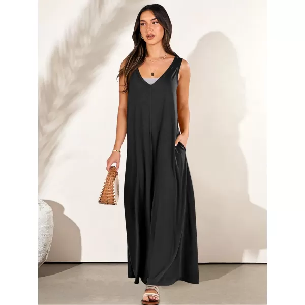 imageANRABESS Womens Casual Summer Loose Jumpsuits Sleeveless Tank V Neck Wide Leg Long Pant Rompers Baggy Jumper with PocketsBlack