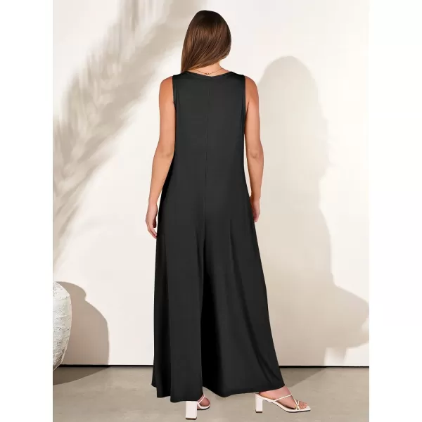 imageANRABESS Womens Casual Summer Loose Jumpsuits Sleeveless Tank V Neck Wide Leg Long Pant Rompers Baggy Jumper with PocketsBlack