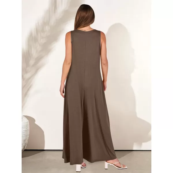 imageANRABESS Womens Casual Summer Loose Jumpsuits Sleeveless Tank V Neck Wide Leg Long Pant Rompers Baggy Jumper with PocketsCoffee
