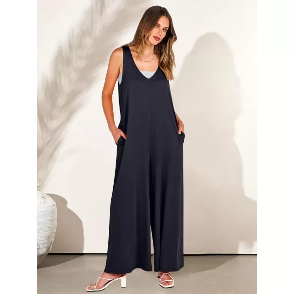 imageANRABESS Womens Casual Summer Loose Jumpsuits Sleeveless Tank V Neck Wide Leg Long Pant Rompers Baggy Jumper with PocketsNavy Blue