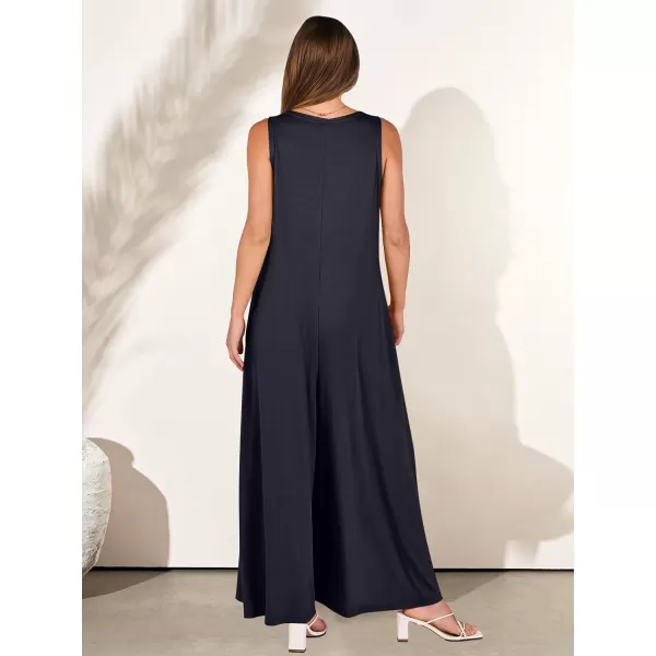 imageANRABESS Womens Casual Summer Loose Jumpsuits Sleeveless Tank V Neck Wide Leg Long Pant Rompers Baggy Jumper with PocketsNavy Blue